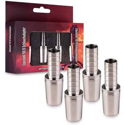 Smokah Shisha Schlauchadapter 18/8 Schliff Edelstahl 4er-Set