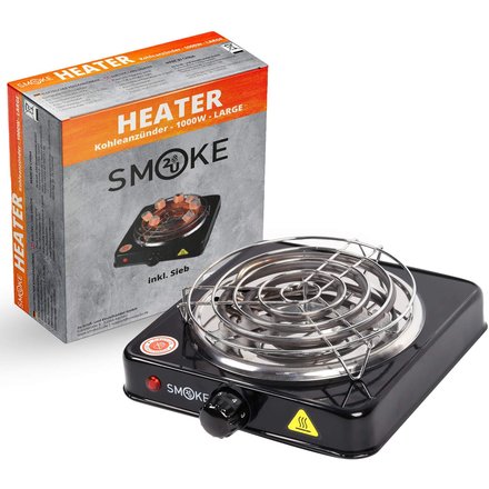 Smoke2u Hotplate Schwarz Elektrischer Kohleanzünder für Shisha Kohle mit Kohlegitter 1000W
